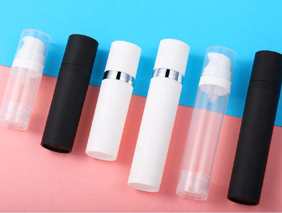 JJ25 airless containers in black, white and clear finishes