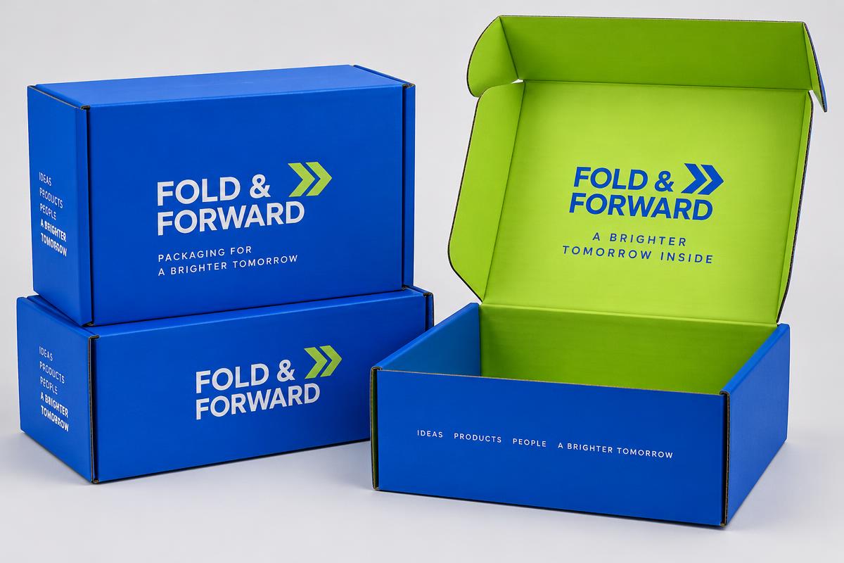 Mailer boxes concept with FOLD & FORWARD branding